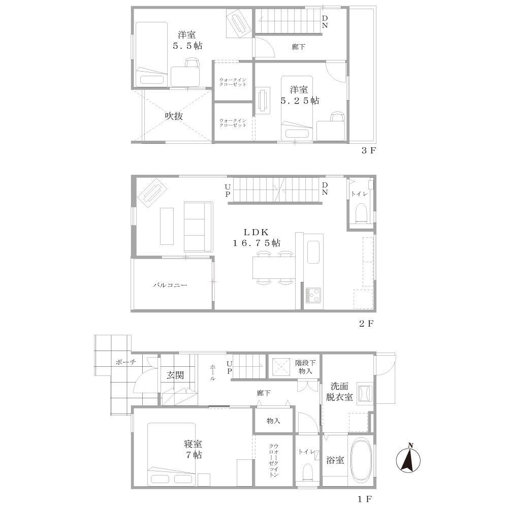 3階建て・間取り図